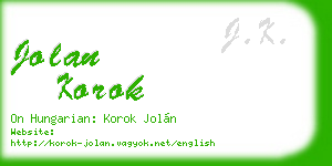 jolan korok business card